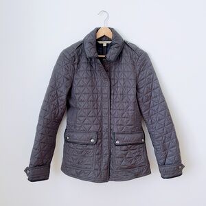 Burberry Brit Lunesbury Diamond Quilted Jacket Leather Trim Size Small Classic